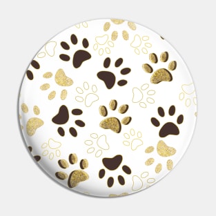 Gold and Brown Shining Paw Prints Pin