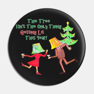 Getting Lit This Christmas Lampshade Drunk Funny Design Pin