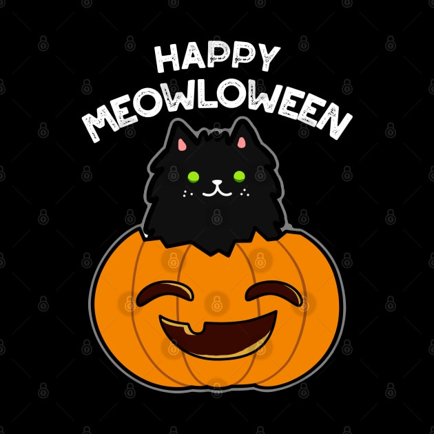 Meowloween Cute Halloween Cat Pumpkin Pun by punnybone