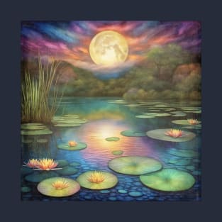 Waterlily Pond Full Moon T-Shirt