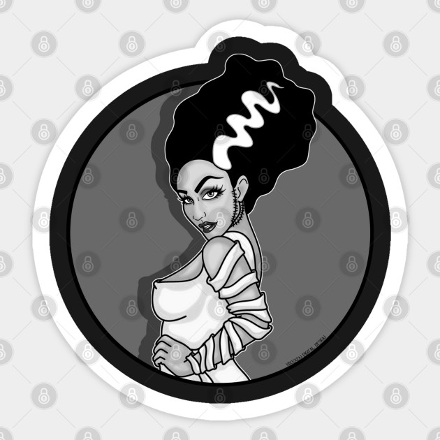 Bride Of Frankenstein B W Bride Of Frankenstein Sticker Teepublic Uk