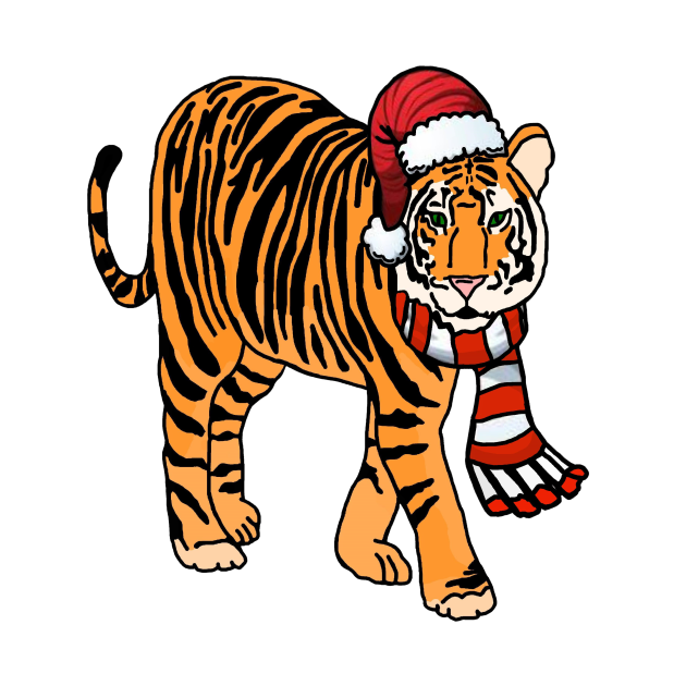 Christmas Santa Tiger Christmas TShirt TeePublic