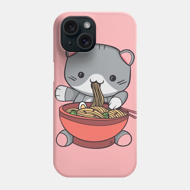 Kawaii Cat Eating Ramen Phone Case by SLAG_Creative