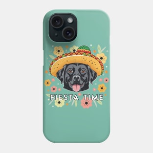 Black Labrador Ready For Fiesta Time Wearing Sombrero Phone Case