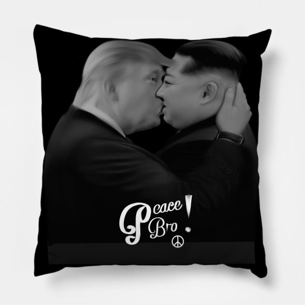 Donald trump & Kim jong un kissing " Peace Bro !" Pillow by MotorManiac