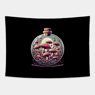 Mushroom Garden in Jar Retro Vintage Tapestry