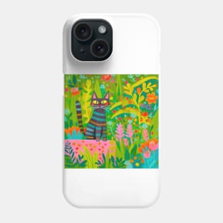 Cat  in the garden Phone Case