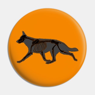 Halloween Design - Dog Skeleton Black & Orange Pin