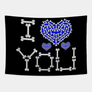 I Love You - Skeleton Bones & Blue Heart Tapestry