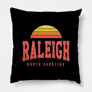 Raleigh, North Carolina - NC Retro Sunrise/Sunset Pillow