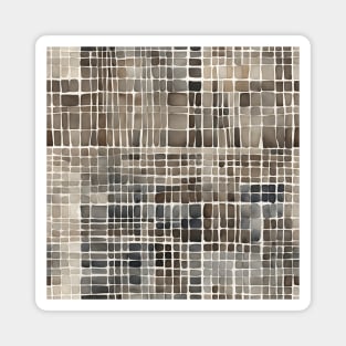 Handdrawn abstract brown grid pattern Magnet