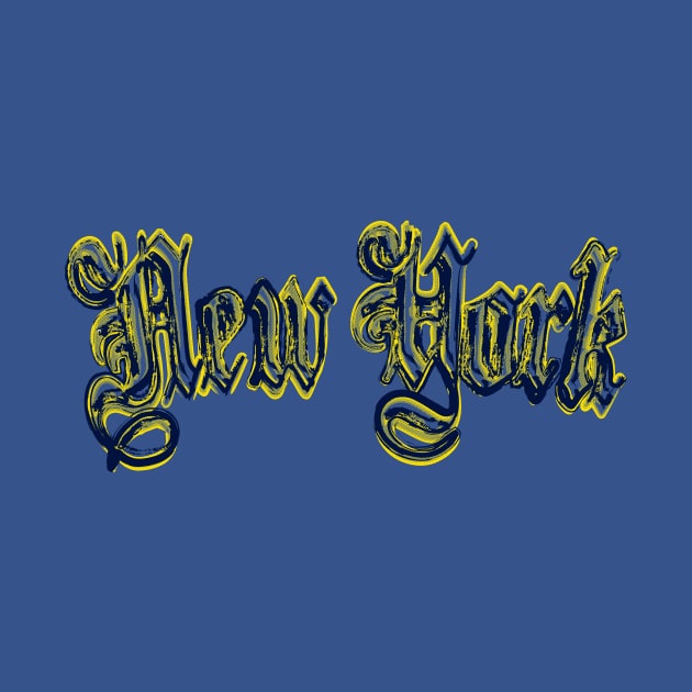 New York Brush Stroke Logo Yellow and Navy by FireflyCreative