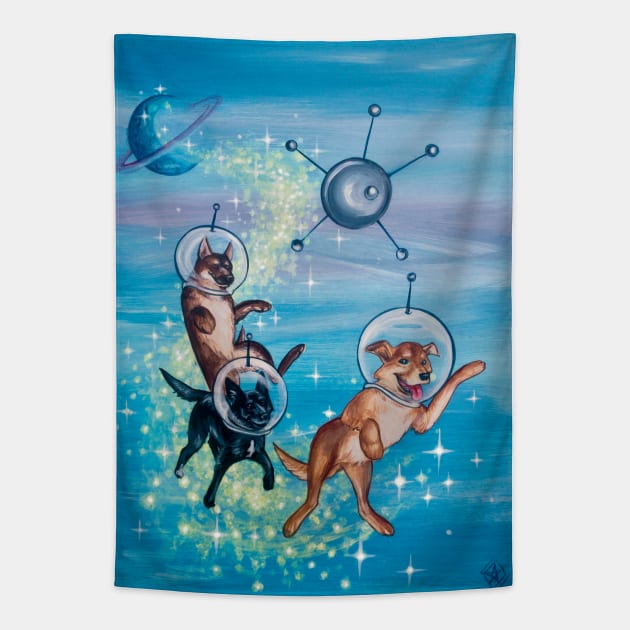 Dogs in Spaaaace! Tapestry by starwilliams