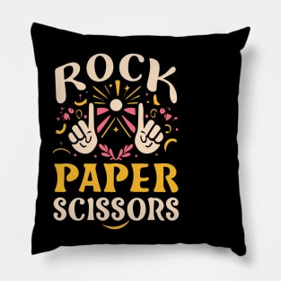 Rock Paper Scissors Art Design, typography design Pillow