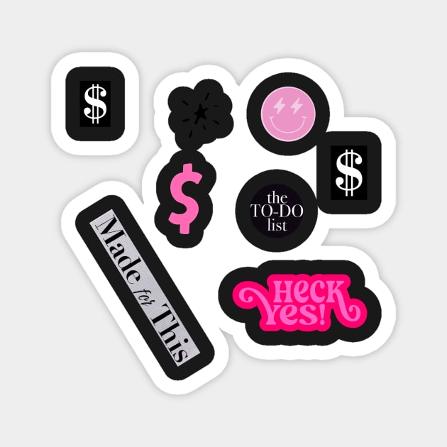 Girl Boss Aesthetic Collage Sticker Pack Magnet by Asilynn