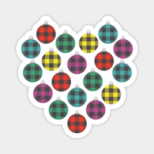 Multi Color Buffalo Plaid Christmas Ornament Filled Heart Magnet