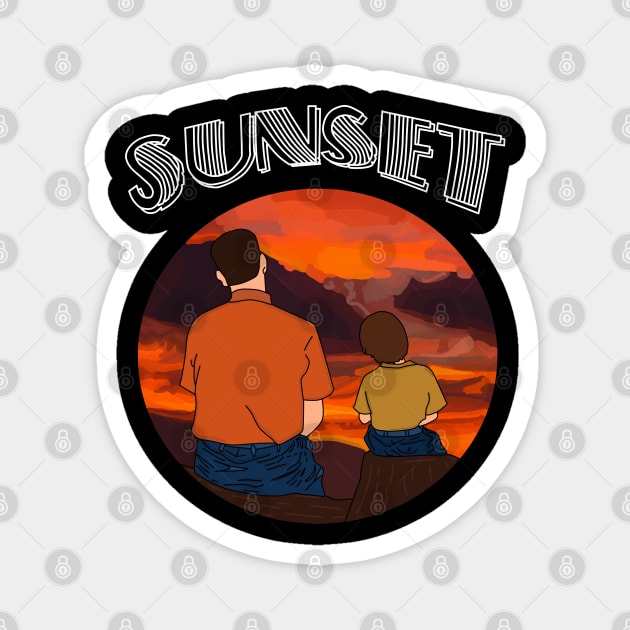 Father - Son Sunset Watch - Perfect Gift for Father's Day and family bonding moments Magnet by Vtheartist