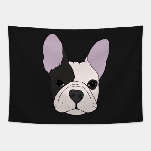 French Bull Dog Face Hand drawn grey and white fur Tapestry