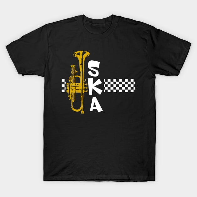 Ska Music T-Shirt With Trumpet And Squares Ska Music T-Shirt With Trumpet And Squares