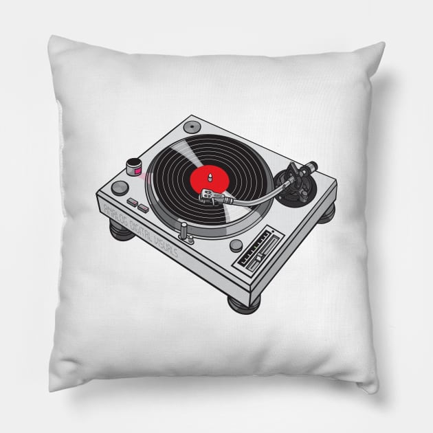 Turntable (Gray Colorway) Analog / Music Pillow by Analog Digital Visuals