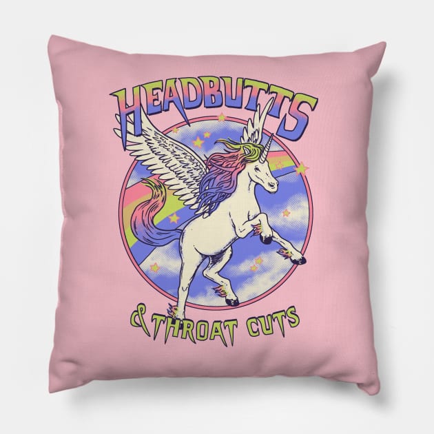 Headbutts & Throat Cuts Pillow by Hillary White Rabbit