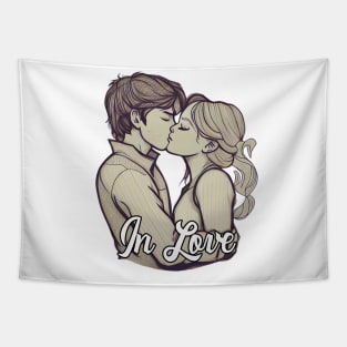 Couple Kiss In Love Tapestry