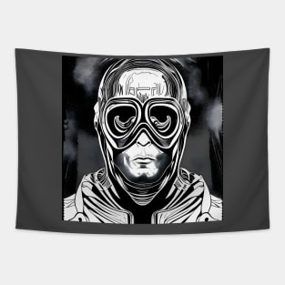 man wearing a helmet and goggles Tapestry