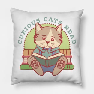 Curious Cats Read Boy Pillow