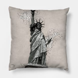 Statue of LIBERTY New York Monument Vintage Black and white Pillow