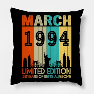 Vintage March 1994 Limited Edition 28 Years Of Being Awesome Pillow