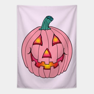 Pink Glowing Jack-O-Lantern Pumpkin Tapestry