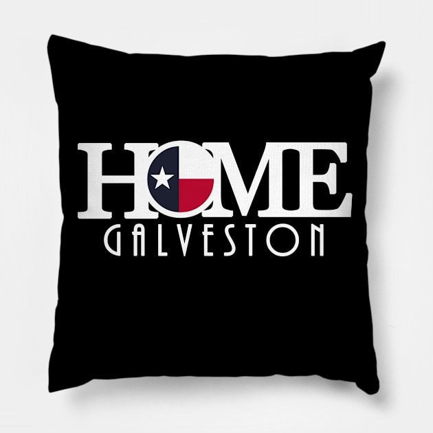 HOME Galveston (long white text) Pillow by HometownTexas