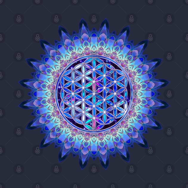 Flower Of Life Blue Violet Colored Stars Heaven by EDDArt