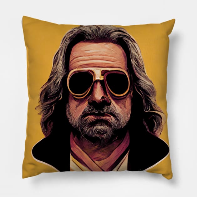 Big Lebowksi Yellow Caricature Pillow by Nonconformist