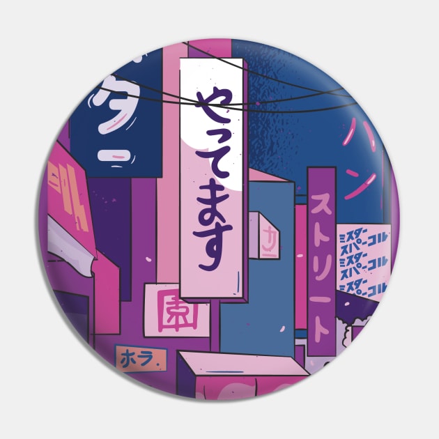 Japanese lofi Vaporwave Sign Art Pin by NeonOverdrive