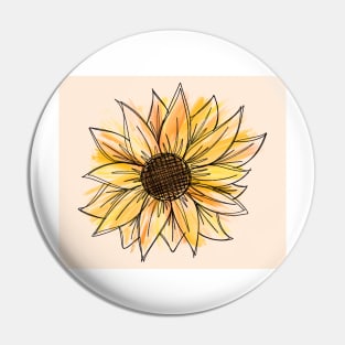 Golden Watercolor Sunflower Pin