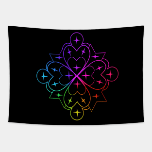 Single heart rainbow mandala Tapestry