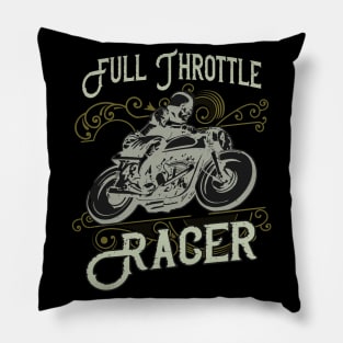 Full Throttle Racer Vintage Biker Pillow