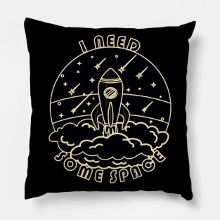 I need some space - Spaceship in black Pillow