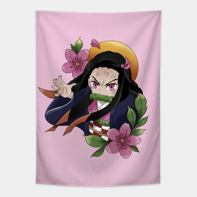 Demon Nezuko Tapestry by Nykos