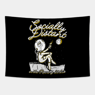 Socially Distant in the Roaring 2020s (Flapper on the moon) Tapestry