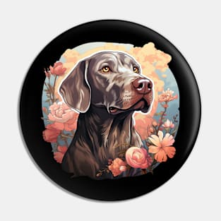 Weimaraner  Dog Vintage Floral Pin