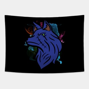 Dark Wolf In The Mist Tapestry