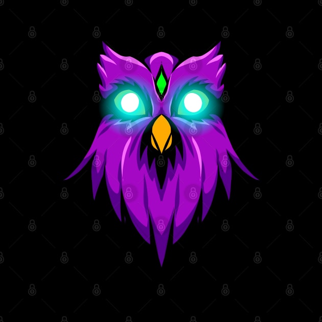 owl with glowing eyes by Brown777