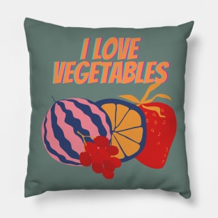 Slightly Wrong I Love Vegetables Pillow