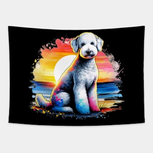 Watercolor Bedlington Terrier Sunset Tapestry