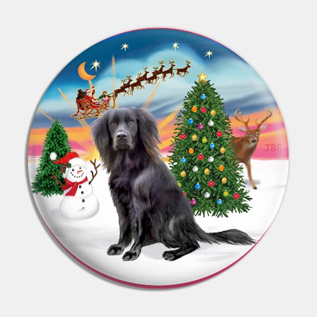 Santa' Takes Off Featuring a Flat Coated Retriever Pin by Dogs Galore and More