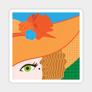 Pop Art Cartoon Girl Eye Straw Hat Vintage 1960's Magnet