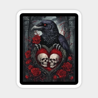 Gothic Raven: Crimson Embrace Magnet