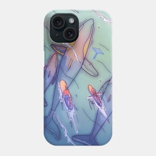 Surfing with whales Phone Case